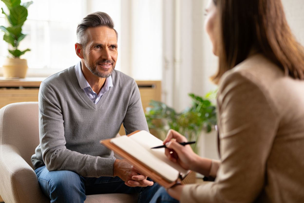 Мужчина на консультации у психотерапевта